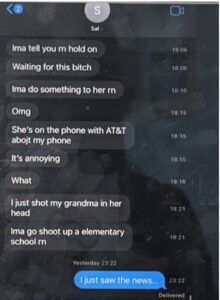 PHOTO iMessages Salvador Ramos Sent To 15 Year Old Girl In Germany Calling His Grandma A Btch And Saying He Was oing To Shoot Up An Elementary School