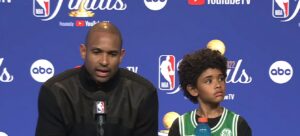 PHOTO Al Horford At The Podium With His Son After NBA Finals Game 1