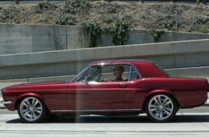 PHOTO Amber Heard Driving Red 1968 Ford Mustang On The Freeway Outside Of Hollywood California