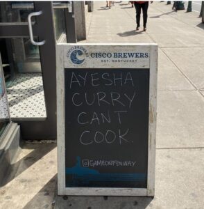 PHOTO Cisco Brewers In Boston Put Up Ayesha Curry Can't Cook Sign Outside Fenway Park