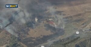 PHOTO Hesperia California Fire Is Closing In On Ranch Style Houses Off Of State Highway 173