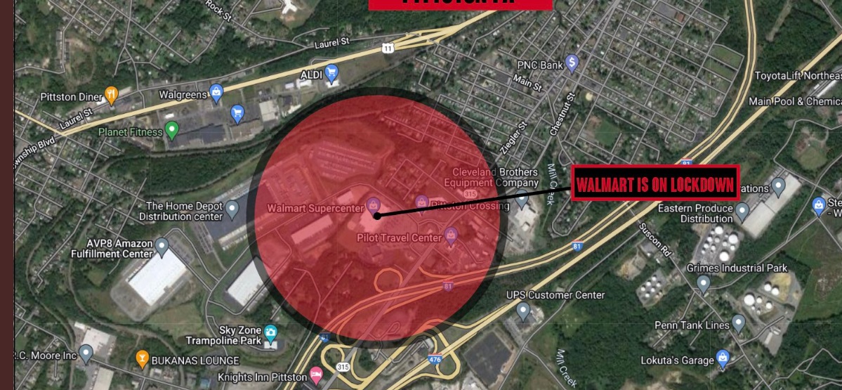 PHOTO Map Showing Which WalMart Active Shooter Opened Fire In Pittston