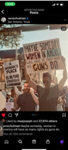 PHOTO Nev From Catfish Leading Protesters With Sign That Says Maybe Someday In American Women Will Have As Many Rights As Gun Owners Do