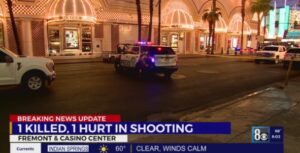 PHOTO Of Where One Person Was Shot Dead At Fremont Street Experience And Casino Center In Las Vegas Nevada