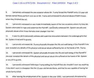 PHOTO Sworn Statement Of Former Jeffrey Epstein Employee From 1990 To 2000 Reveals How Many Times Epstein And Trump Threatened The Lives Of Their Victims