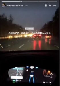 PHOTO Warner Brothers Producer Juliette Lauren Fischer Screenshots From Warner Brothers Discovery In New York And Driving Tesla In The Rain In The Hamptoms