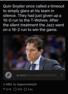 PHOTO When Quin Snyder Stares You Down In The Team Huddle You Win Him The Game