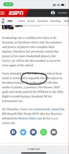 PHOTO Writer For ESPN Seriously Says Steph Curry Is Arguably The Best Player In Davidson History Instead Of Saying He Is