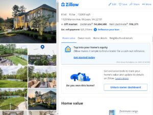 PHOTO Zillow Listing Of 13K Square Foot Mansion Amber Heard Rented In McLean Virginia