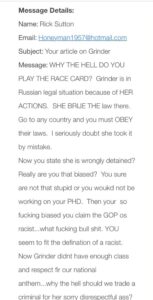 PHOTO Angry Person Emails PHD Student Saying They're Racist And Brittney Griner Knowingly Broke The Law