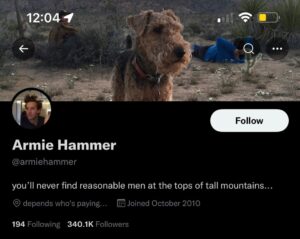 PHOTO Armie Hammer Got Unverified On Social Media For Being Broke And Working At Timeshare Instead Of As An Actor