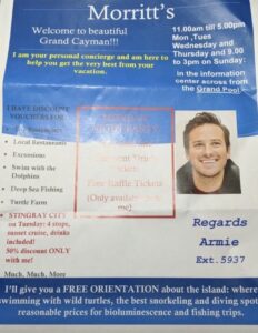 PHOTO Armie Hammer Has His Own Phone Extension For His Job As Concierge In Cayman Islands