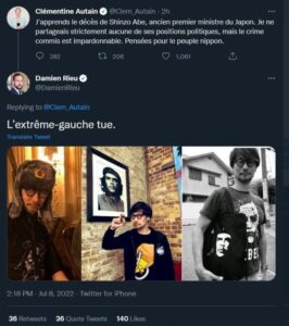 PHOTO Damien Rieu Accused The Far-Left Of Murdering Japanese Prime Minister Shinzo Abe And Used Pictures Of Hideo Kojima Instead Of Tetsuya Yamagami