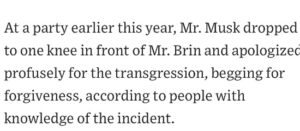 PHOTO Elon Musk Getting On One Knee At Art Basel Begging Sergey Brin For Forgiveness After Elon F*cked His Wife In Hotel Room