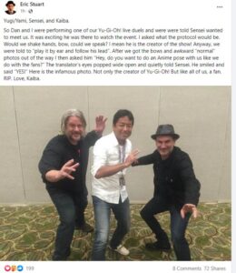 PHOTO Kazuki Takahashi Doing An Anime Pose With Eric Stuart Before He Died