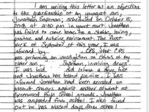 PHOTO Letter Explaining Jonathan Sapirman Failed Drug Test And Was Arrested In High School For Drugs And Assault