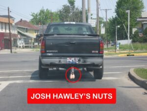 PHOTO Liz Cheney's Truck Has Josh Hawley's Nuts Hanging From The Hitch