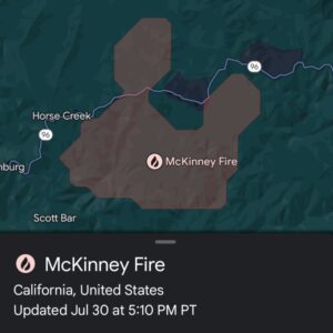 PHOTO Map Showing Neighborhood Where All The Houses Burned Down Across The River From McKinney Fire