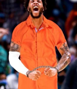 PHOTO Miles Bridges In Orange Jumpsuit With Handcuffs In Prison