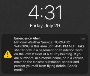 PHOTO Of Notification Denver Metro Area Residents Received Abot Tornado Warning In The Area