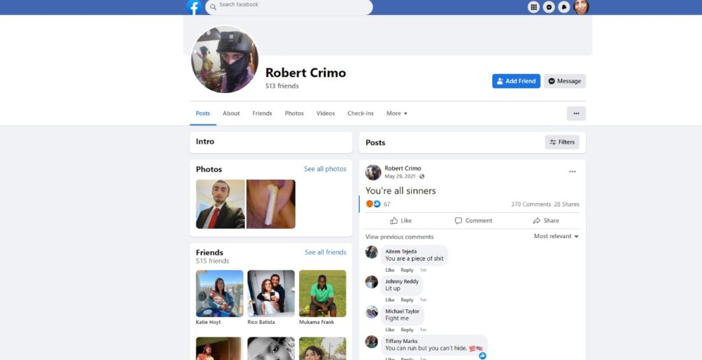 PHOTO Robert Crimo Had 515 Friends On Facebook And His Last Post Was In ...