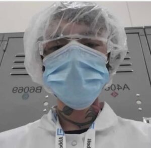 PHOTO Robert Crimo Wearing Scrubs Hair Net And Face Mask When He Worked At Abbott Labs