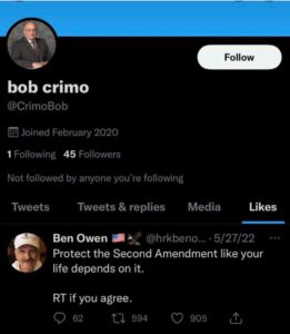 PHOTO Robert Crimo's Dad Follows Trump's Archived Tweets And Onyl Liked Tweet That Said Protect The Second Amendment Like Your Life Depends On It