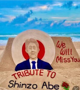 PHOTO Sand Tribute To Shinzo Abe At Puri Beach India