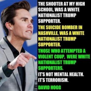 PHOTO School Shooter Suicide Bomber Those Who Attempted Coup It's Not Mental Health It's Terrorism Robert Crimo David Hogg Meme