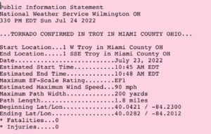 PHOTO Tornado In Troy Ohio Was On The Ground For 1.8 Miles And Had 90MPH Winds