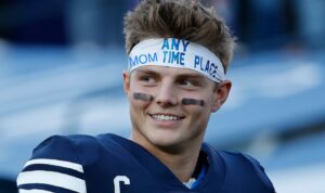 PHOTO Zach Wilson Wearing Headband That Says Any Mom Time Place