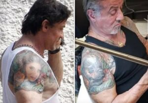 PHOTO Before And After Sylvester Stallone's Tattoo That Was Of His Wife He Covered Up With A New Tattoo Of A Dog