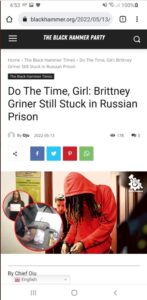 PHOTO Black Hammer Published Article Praising Imprisonment Of Brittney Griner