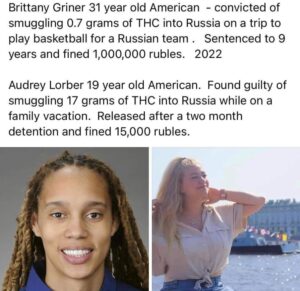 PHOTO Brittney Griner 9 Year Sentence Vs Audrey Lorber Released After Two Months For Same Crime In Russia