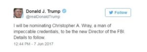 PHOTO Donald Trump Regrets Calling Christopher Wray A Mon Of Impeccable Credentials And Making Him The Director Of The FBI