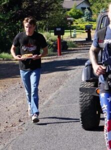 PHOTO Ethan Miller Looking Disturbed Walking Around Neighborhood In Bend Oregon With Waffles On A Plate