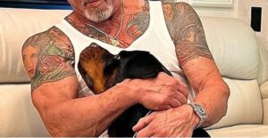 PHOTO Happier Times When Sylvester Stallone Had Tattoo Of His Wife's Face On His Shoulder And Playing With His Dog