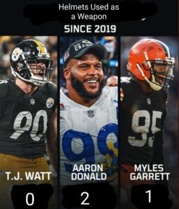 PHOTO Helmets Used As A Weapon Since 2019 Aaron Donald Meme