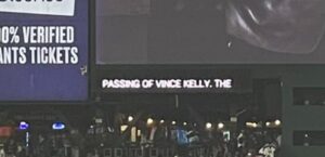 PHOTO Live Subtitles Of Stadium Announcement At Oracle Park Showed Only Vince Kelly The And Spelled His Name Incorrectly