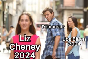 PHOTO Liz Cheney Running For President Democrats Like Da*n Girl While Joe Biden 2024 Run Is Like Wow Meme