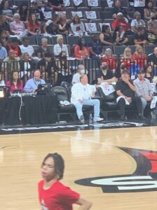 PHOTO Mark Davis Sitting Courtside In Jeans And You'd Never Know He's The Las Vegas Aces Owner