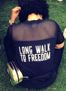 PHOTO Nicole Linton Wearing A Long Walk To Freedom Shirt