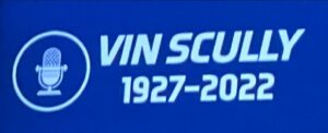 PHOTO Of Banner Tribute Dodgers Broadcast Put Up For Vin Scully During Giants'Dodgers Game