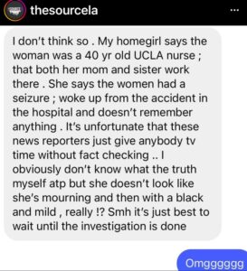 PHOTO One Of Nicole Linton's Friends Is Trying To Push The Idea That Nicole Had A Seizure And That's Why She Crashed Into Cars In Windsor Hills