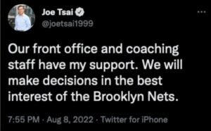 PHOTO Proof Brooklyn Nets Owner Joe Tsai Isn't Going To Cave And Just Fire Steve Nash And Sean Marks Just Because Durant Wants Him To