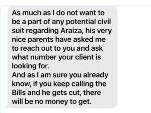 PHOTO Text Message Matt Araiza's Attorney Desperately Sent To Female Victim's Attorney Begging To Give Any Amount Of Money To Settle The Case Before It Went Public