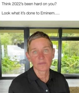 PHOTO Think 2022 Has Been Hard On You Look What It Did To Eminem Ellen Degeneres Meme