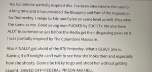 PHOTO Twisted Shooter Ethan Miller Gives Credit To Past Shooters Eric And Dylan For Commiting Violent Mass Shootings Says He Was Partially Inspired By Columbine Massacre