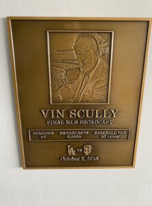 PHOTO Vin Scully Plaque In San Francisco Where He Called His Last Game