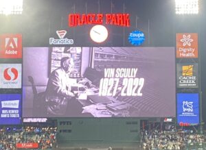 PHOTO Vin Scully Shown On The Videoboard At Oracle Park Tuesday Night